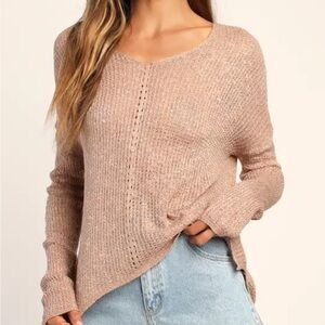 Lulu's Cozy V-Neck Sweater in Tan